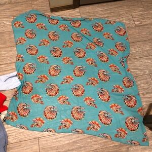 Turquoise Indian print western scarf